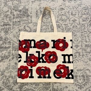 Marimekko Beige Tote with Red Floral Design
